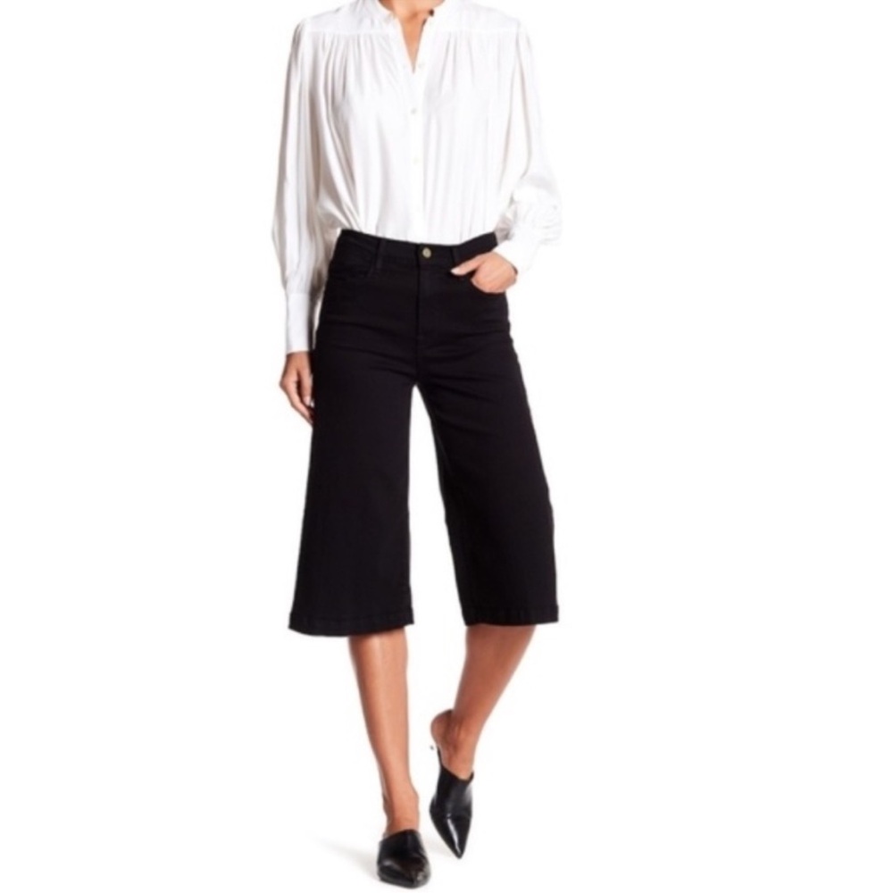 Women’s FRAME Denim Le Gaucho Wide Leg Crop Jeans Black Size 28